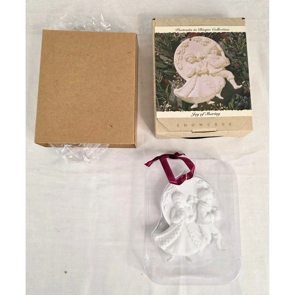 1993 Hallmark Keepsake Ornament Joy of Sharing Bisque Porcelain Norman Rockwell